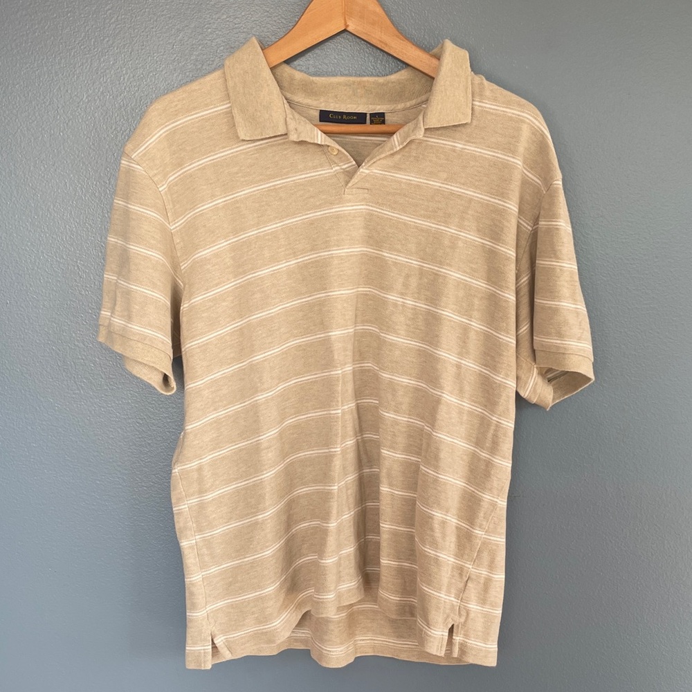 Club Room Beige Striped Polo Shirt